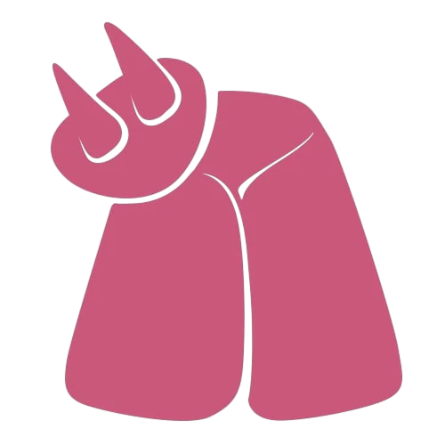 A simple, stylized pink illustration of a cows udder with two teats visible, depicted in a minimalistic and abstract design on a plain background.