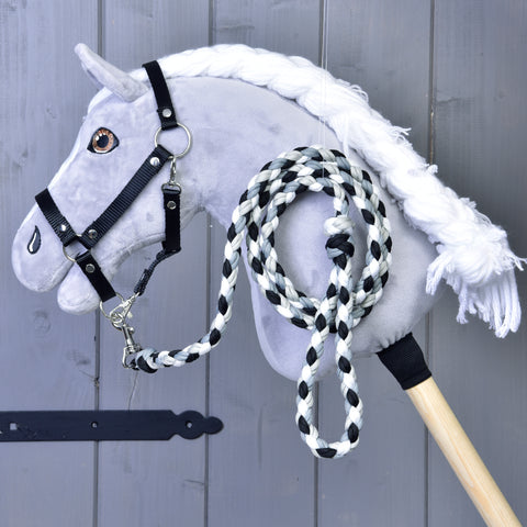 Hobby Horse - Braided leash black white