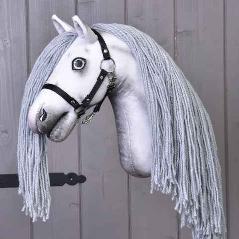 Hobby Horse Unicorn Silver with black Halter (size S)