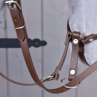 Light brown leatherette set - bridle, reins and martingale