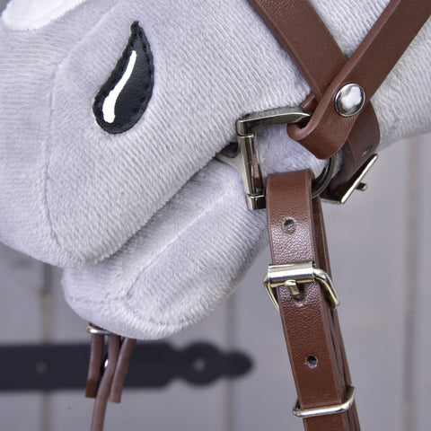 Light Brown leatherette set - bridle, reins and martingale