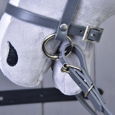 Hobby Horse 1 Komplettes graues Lederzaumzeug mit silver Stirnband (Gr. M)
