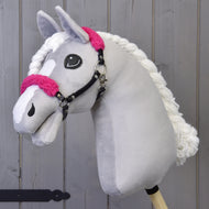 Black halter with rose fur - leatherette