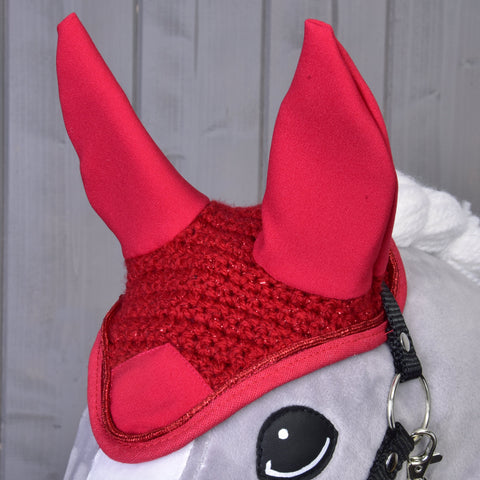 Ear bonnet crocheted red 2
