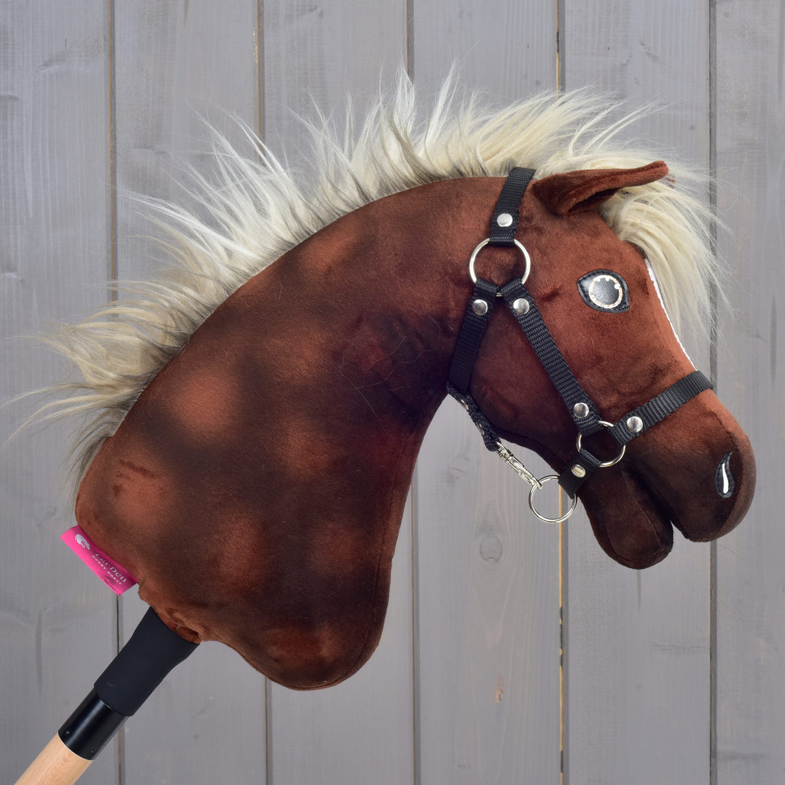 Hobby Horse Cinnamon with Black Halter - size S