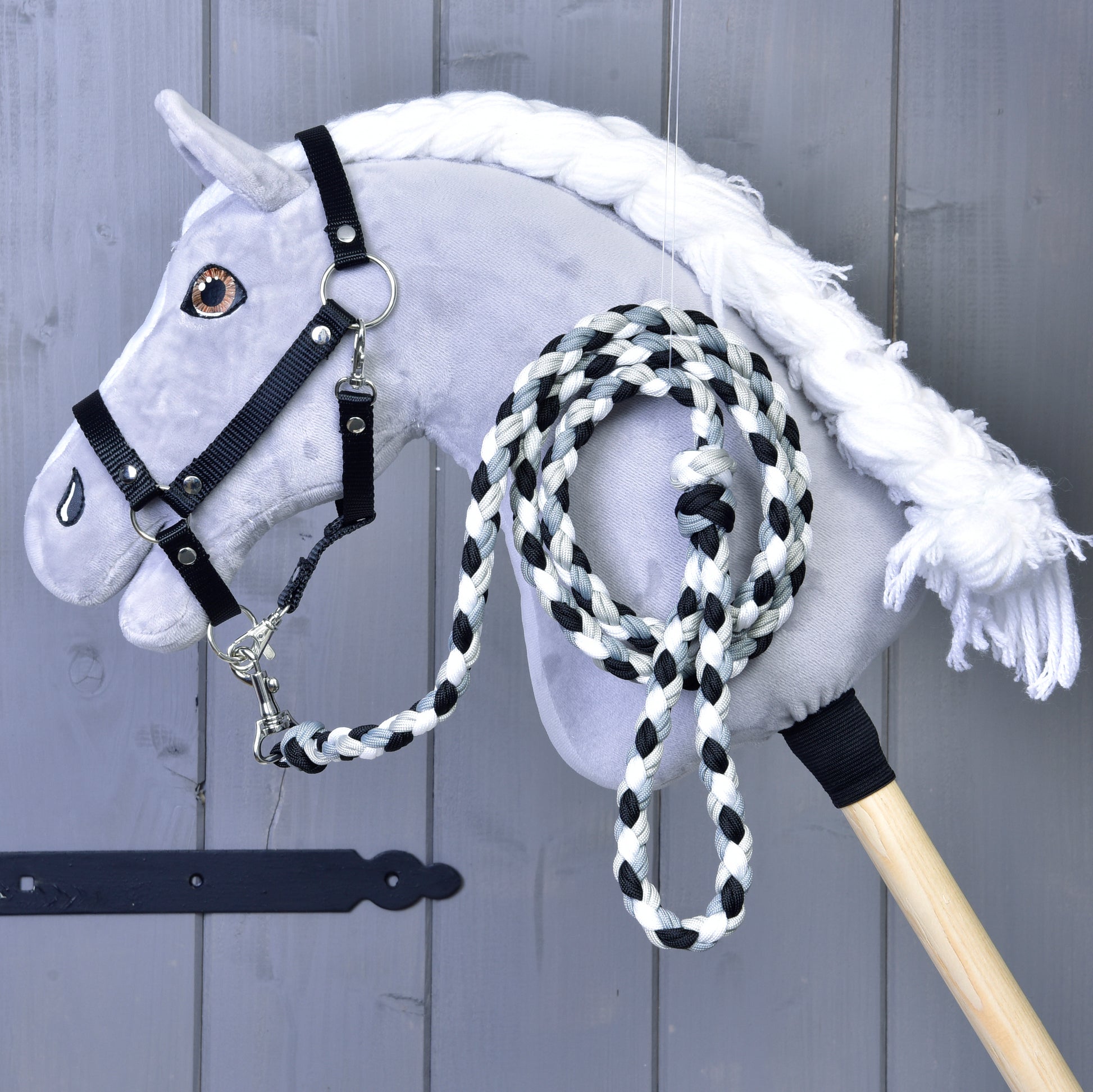 Hobby Horse - Braided lead rope black/white
