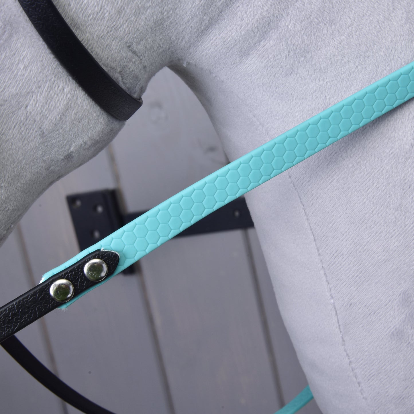 Complete black leatherette bridle with turquoise headband 3