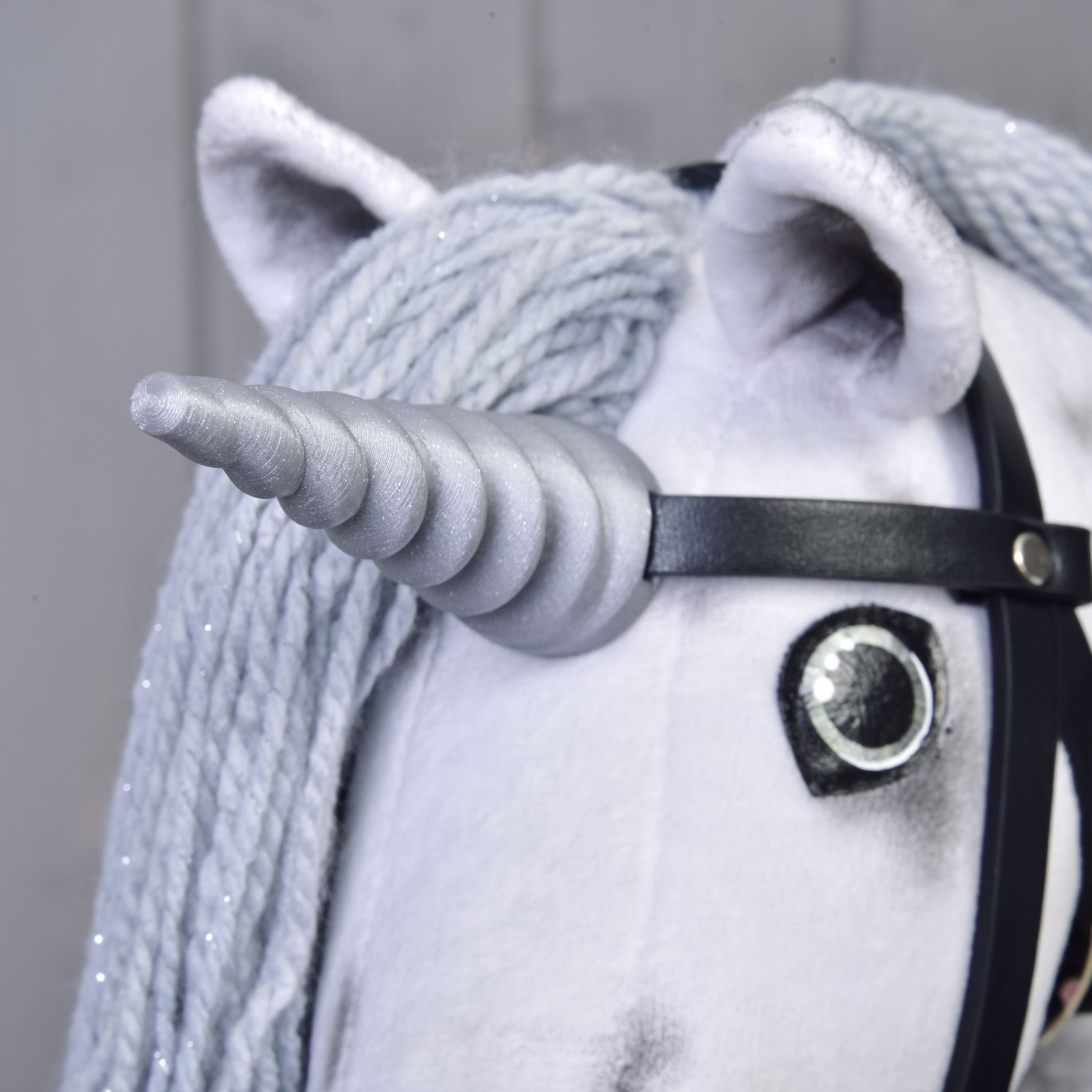 Hobby Horse Unicorn Silver with Bridle and Halter