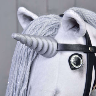 Hobby Horse Unicorn Silver with Bridle and Halter