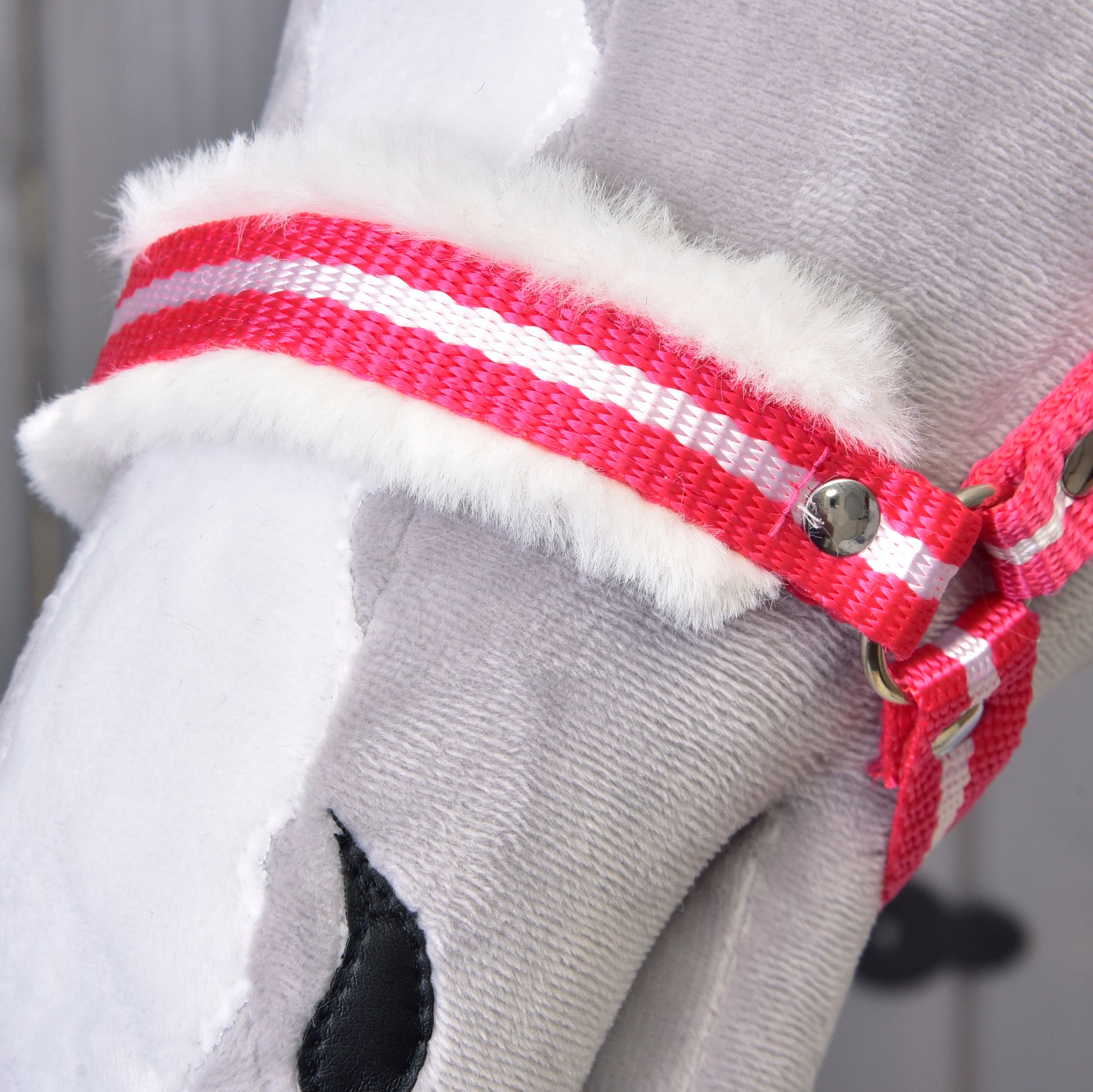 Halter red stripe with fur