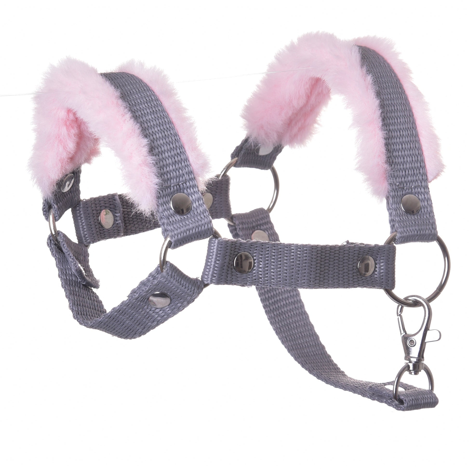 Halter grey with pink fur