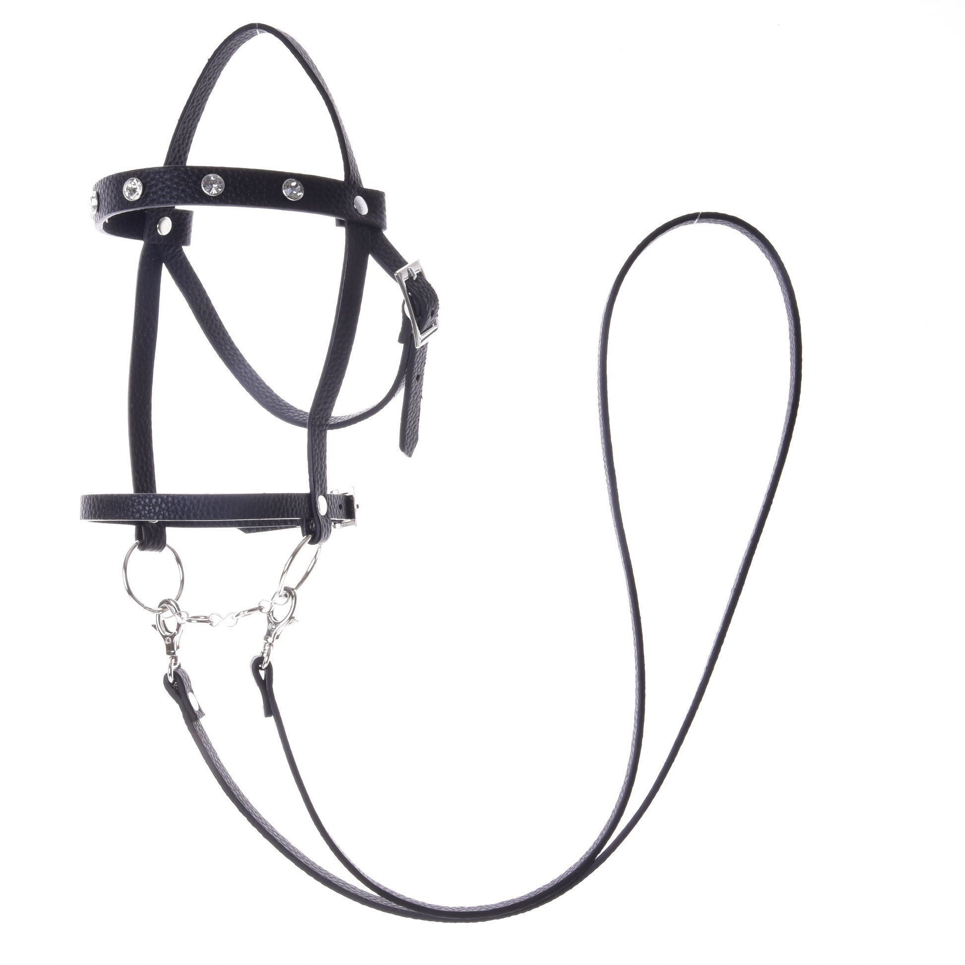 Complete black bridle with diamonds