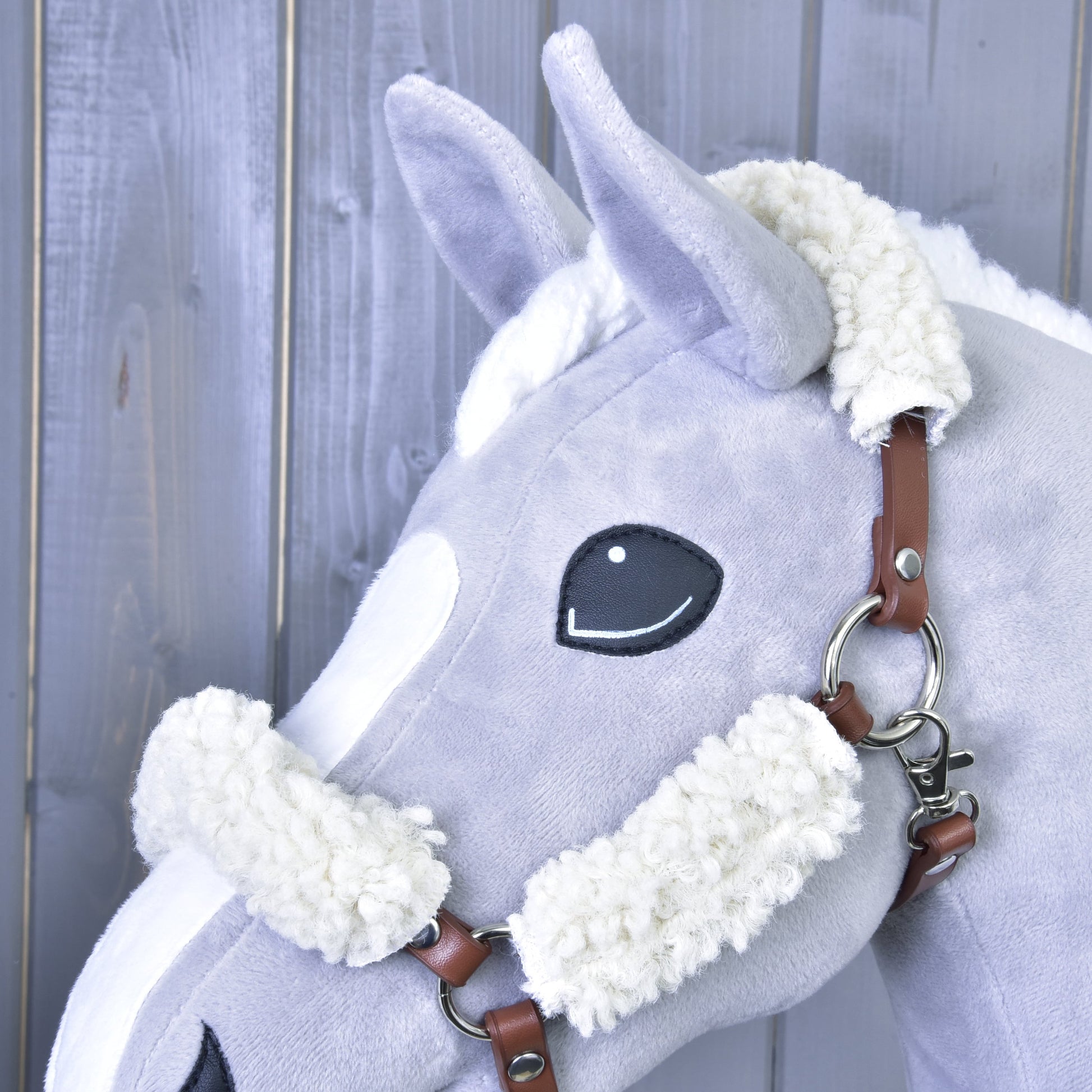 Brown halter with complete fur - leatherette