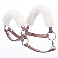 Brown halter with fur - leatherette
