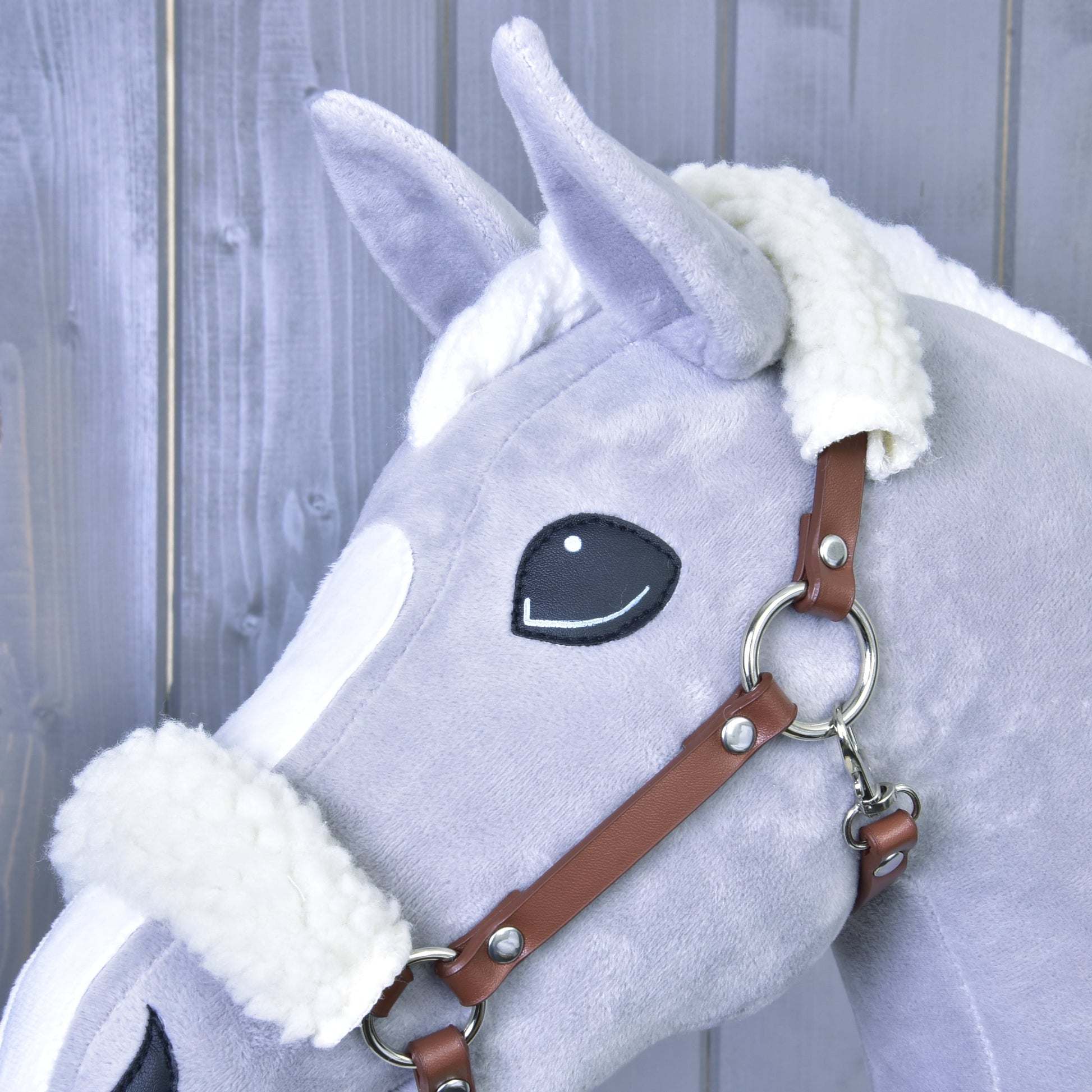 Brown halter with fur - leatherette