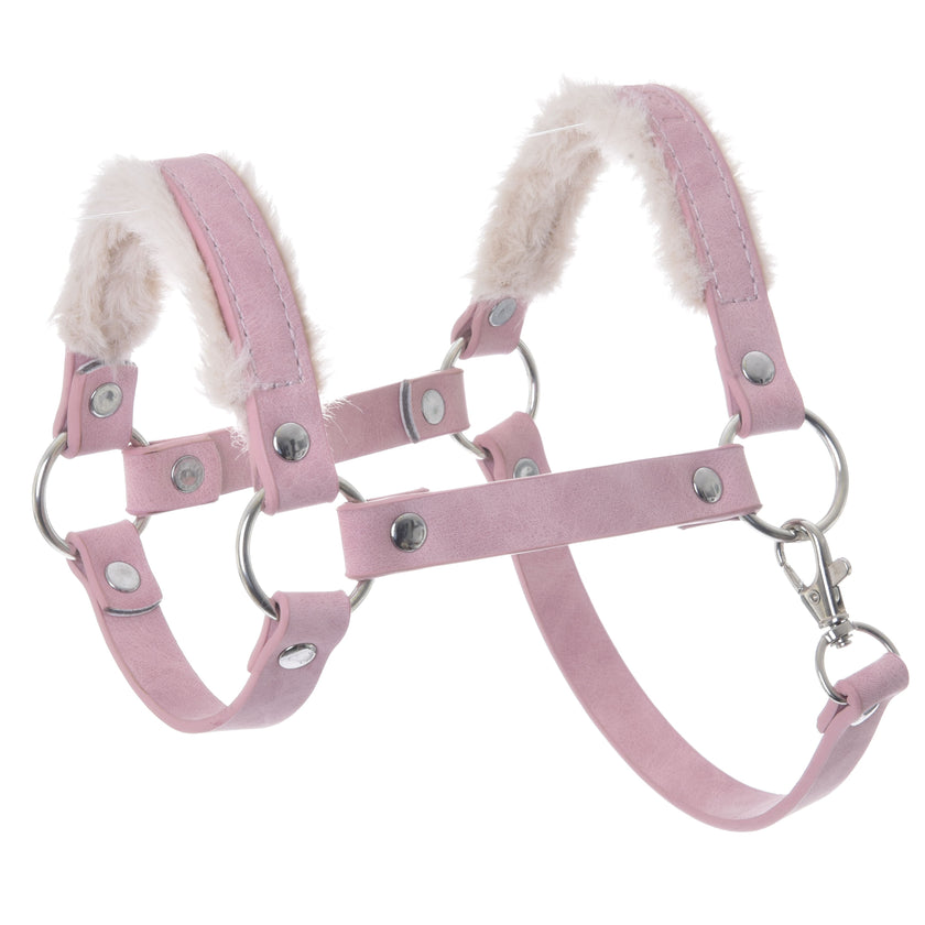 Halter with fur - leatherette Mullbery