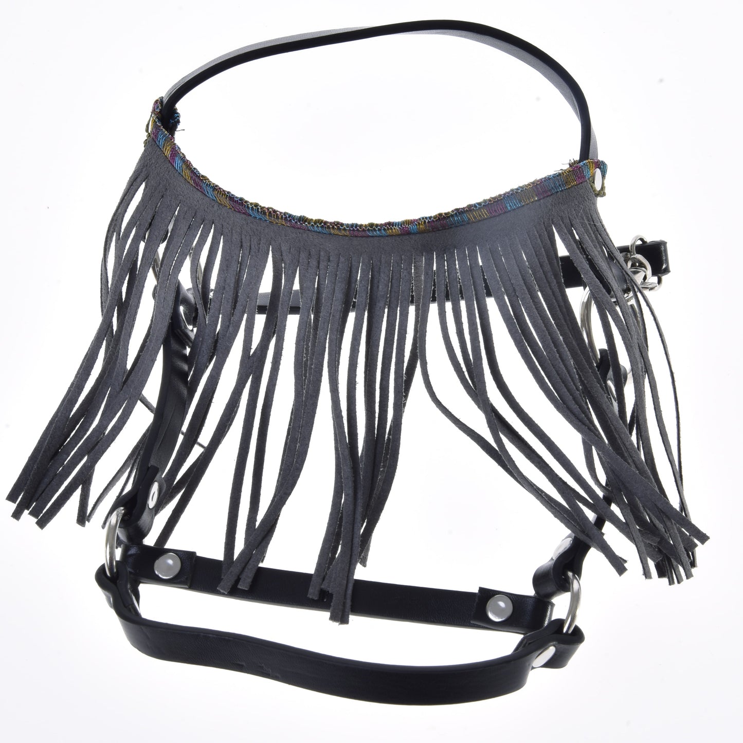 Halter black with grey fringes