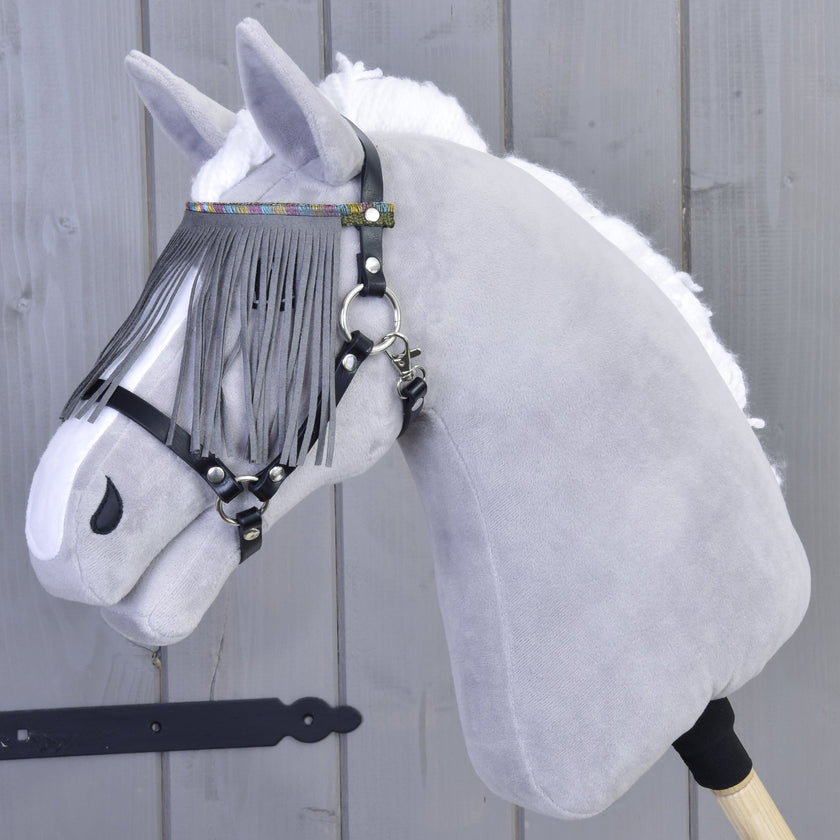 Halter black with grey fringes