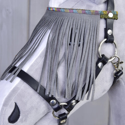 Halter black with grey fringes