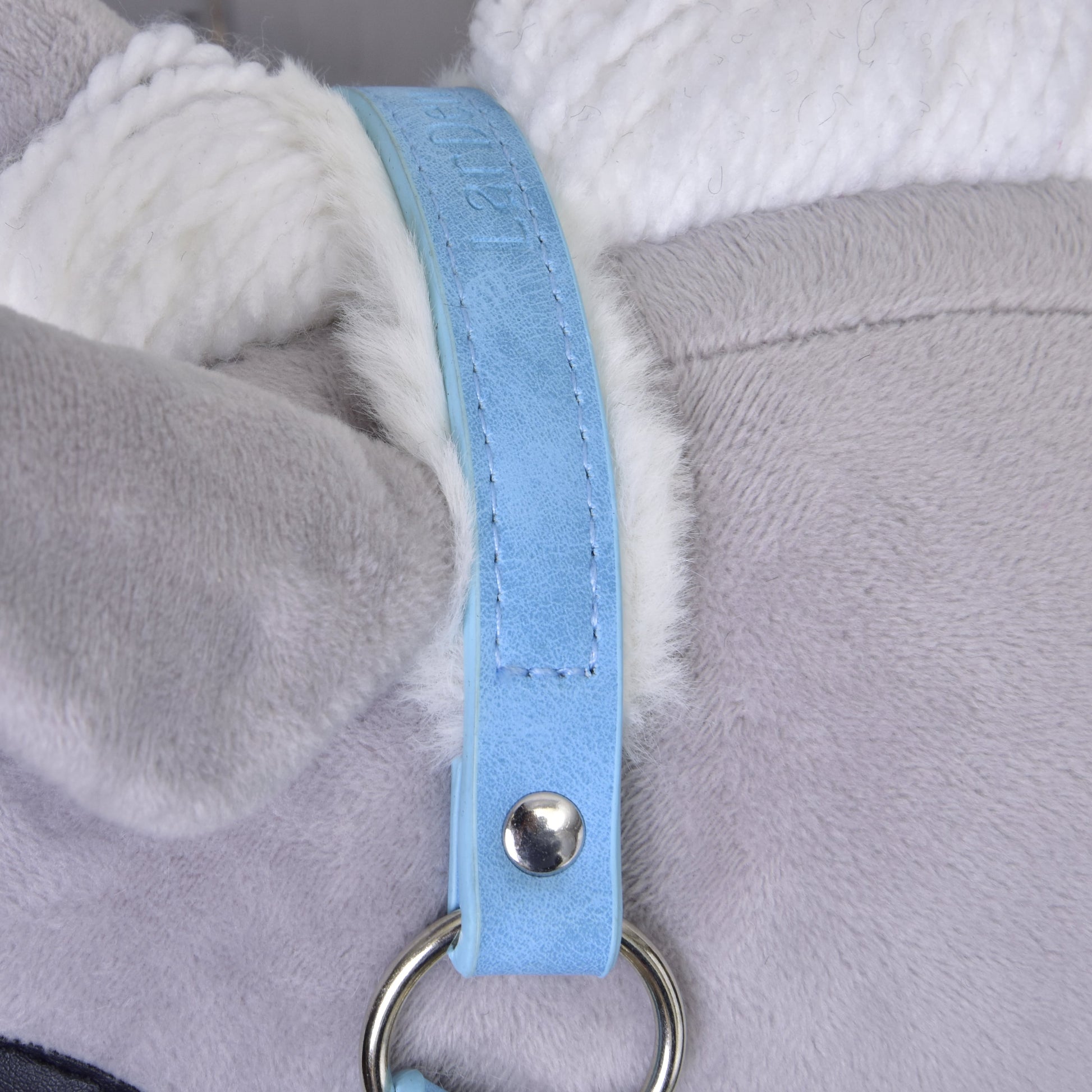 Halter with fur - leatherette Pastell Blue