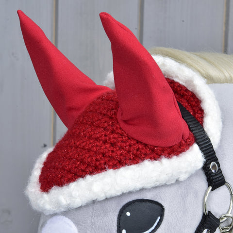 Ear bonnet crocheted Red Christmas