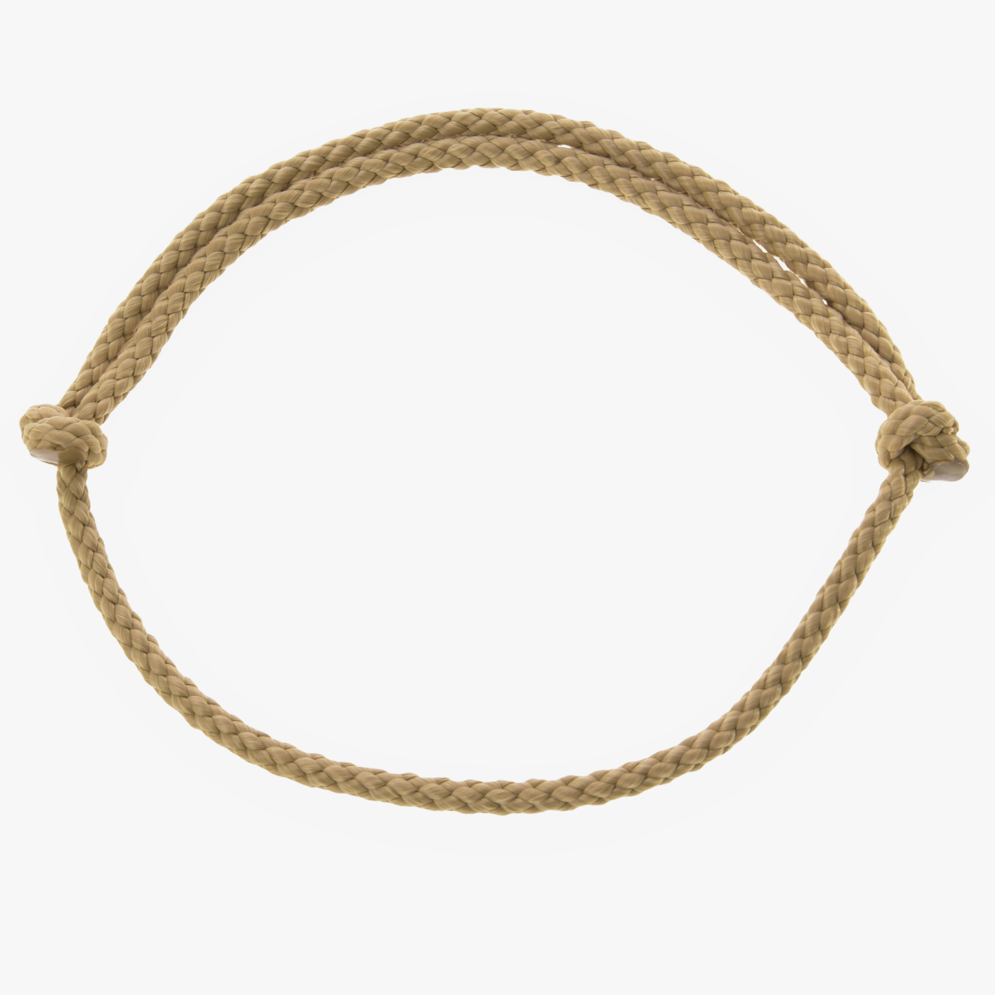 The Hobby Horse LarDen Cordeo Nature is a beige braided polypropylene rope tied into a simple loop with end knots, perfect as a handmade cordeo for your hobby horse, shown on a plain white background.