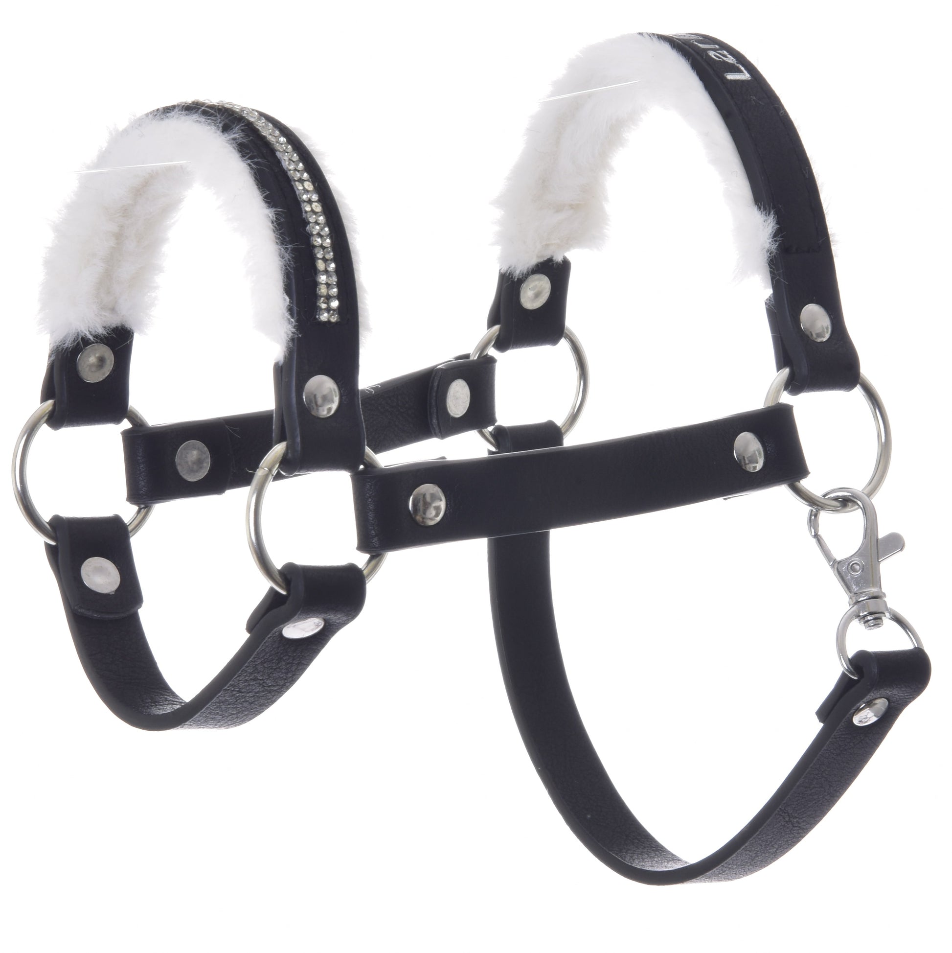 Halter with  fur - leatherette Espresso
