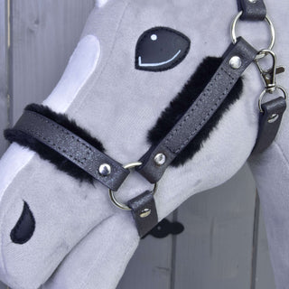 Halter with  fur - leatherette Graphite Full