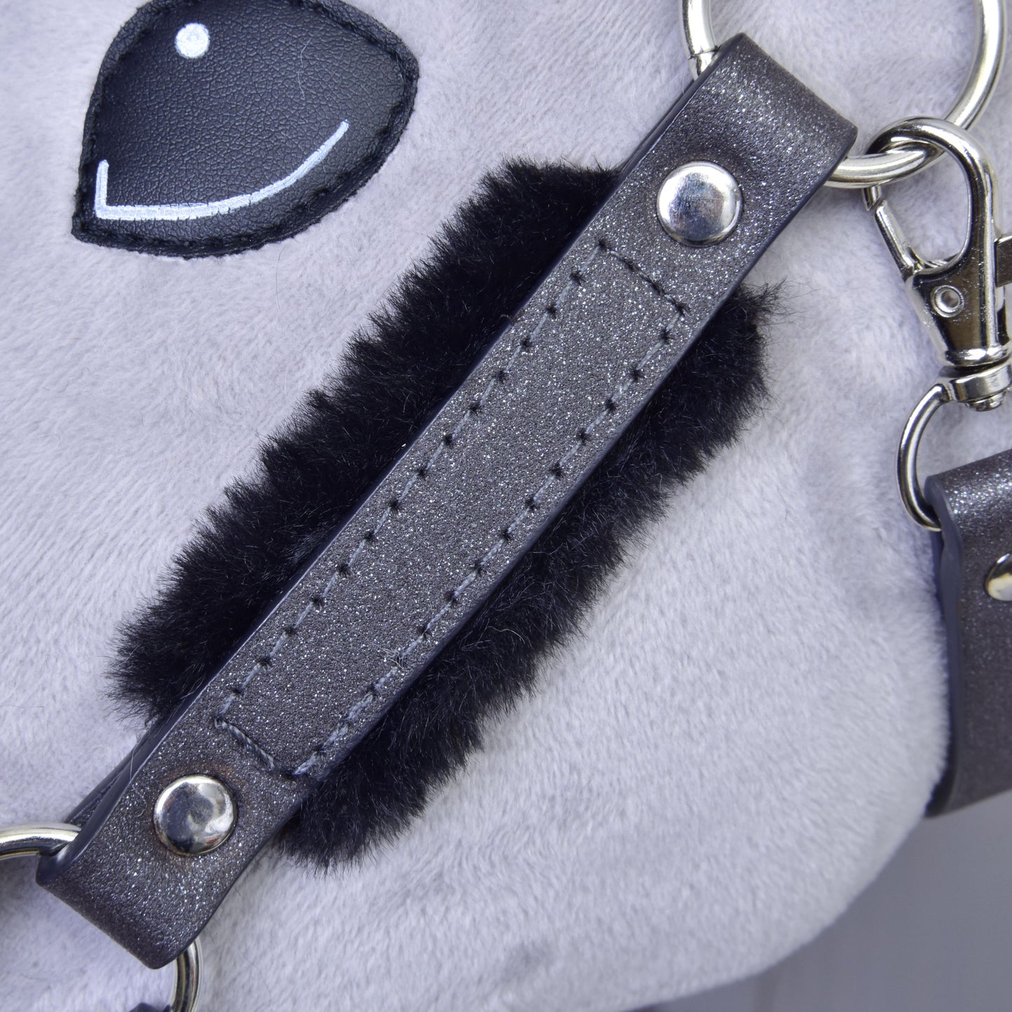 Halter with  fur - leatherette Graphite Full