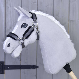 Halter with  fur - leatherette Graphite Full