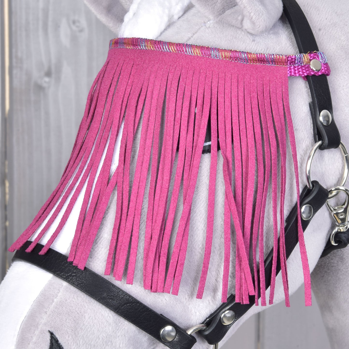 Halter black with pink fringes