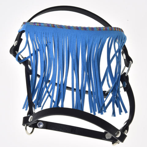 Halter black with blue fringes