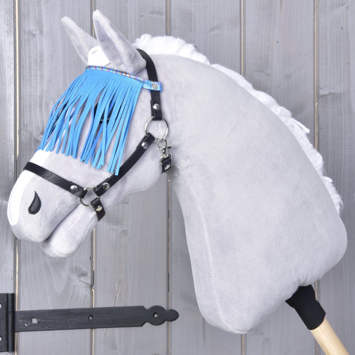 Halter black with blue fringes