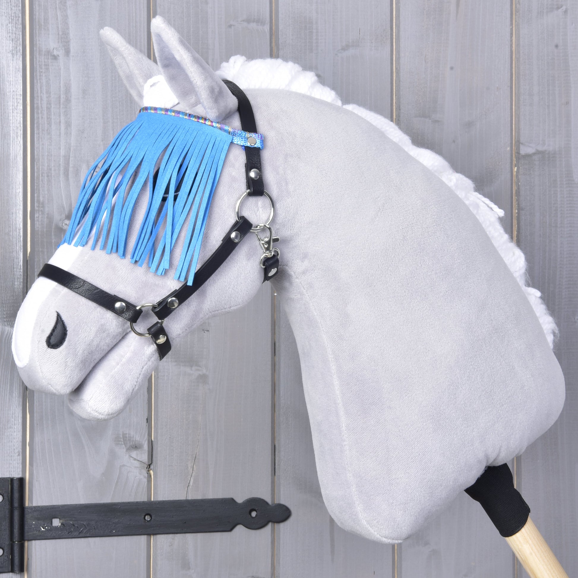 Halter black with blue fringes