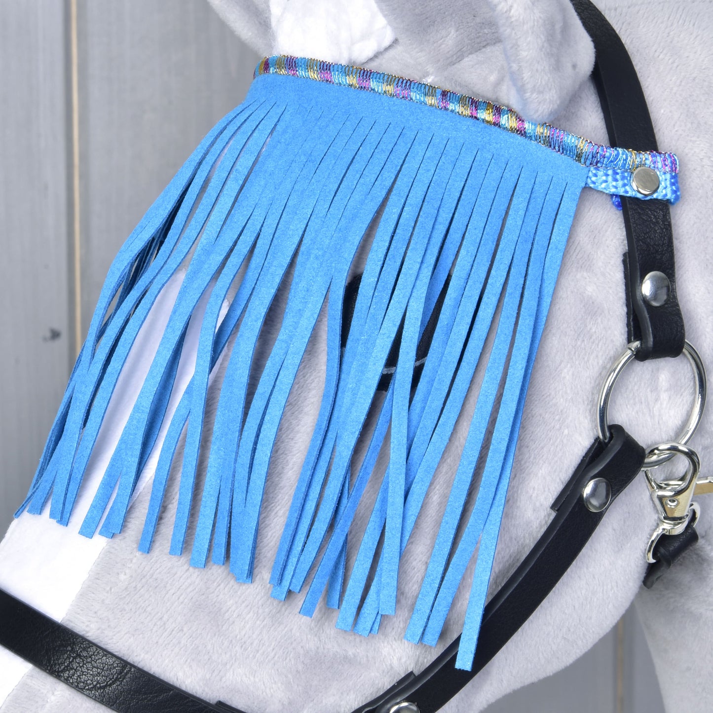 Halter black with blue fringes