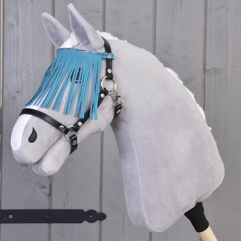 Halter black with turquoise fringes 1