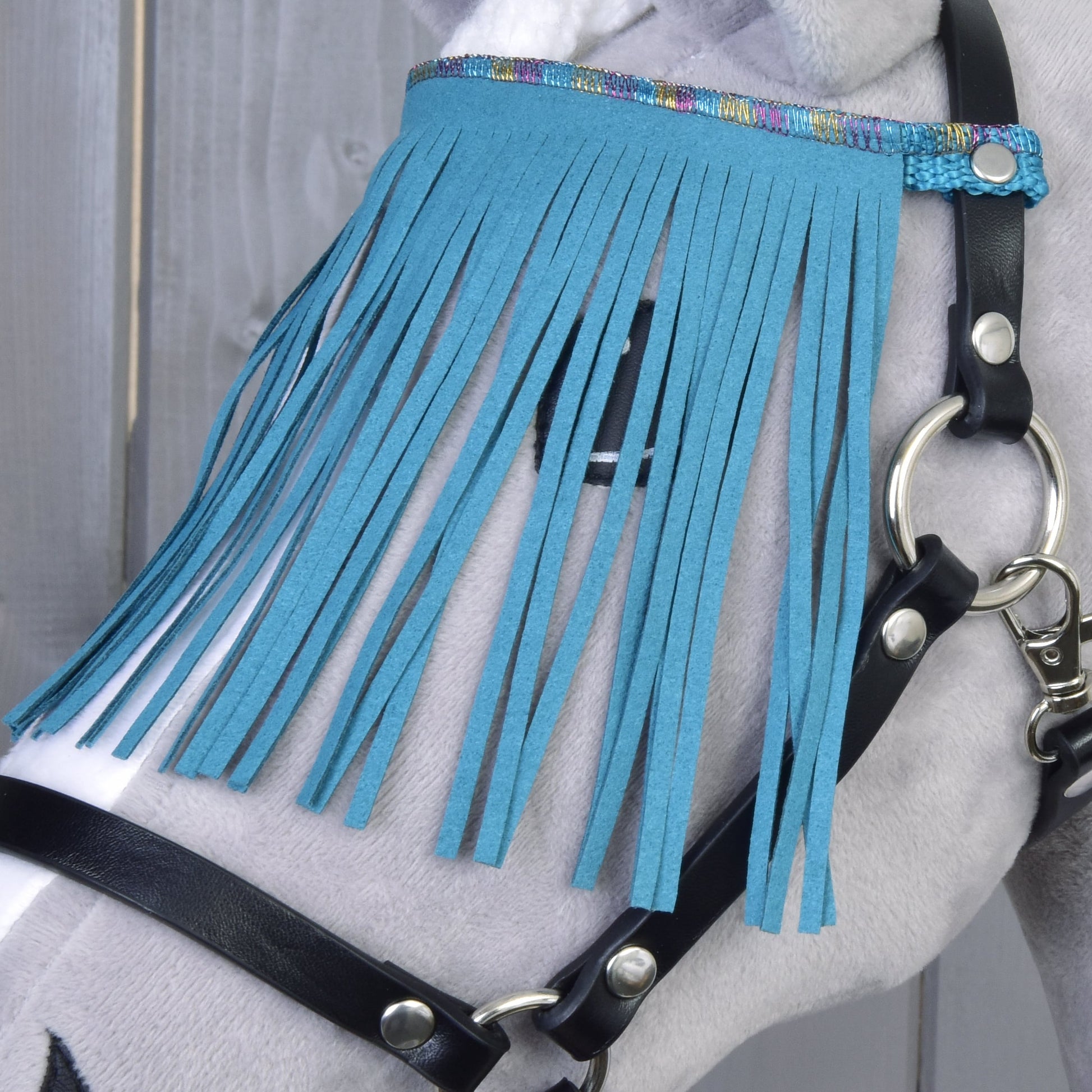 Halter black with turquoise fringes