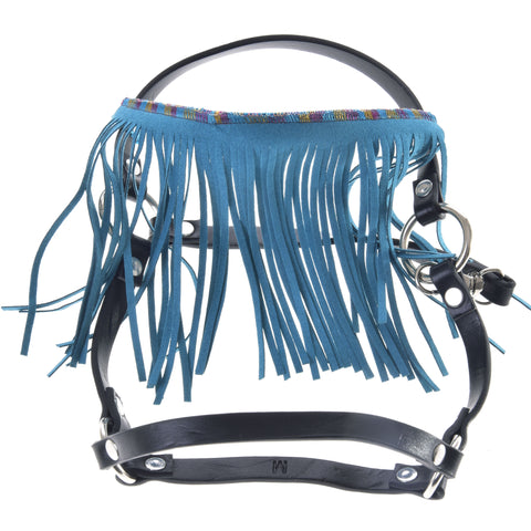 Halter black with turquoise fringes