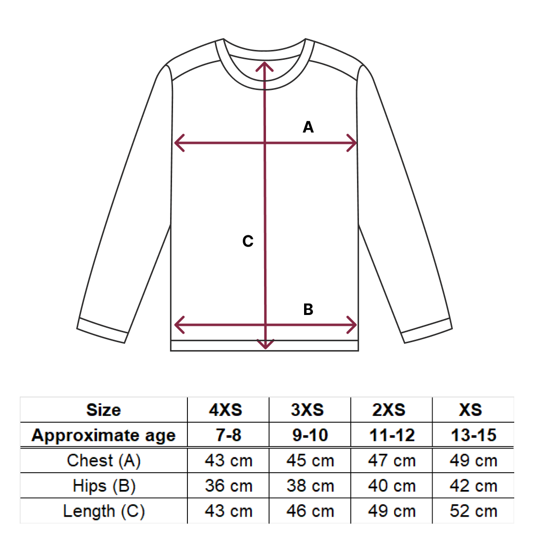 Size guide – Mikina – EN
