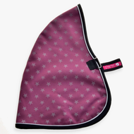 The Stable Blanket Purple by Hobby Horse LarDen features light gray stars, black trim, and a black strap with a pink label, shown on a white background.