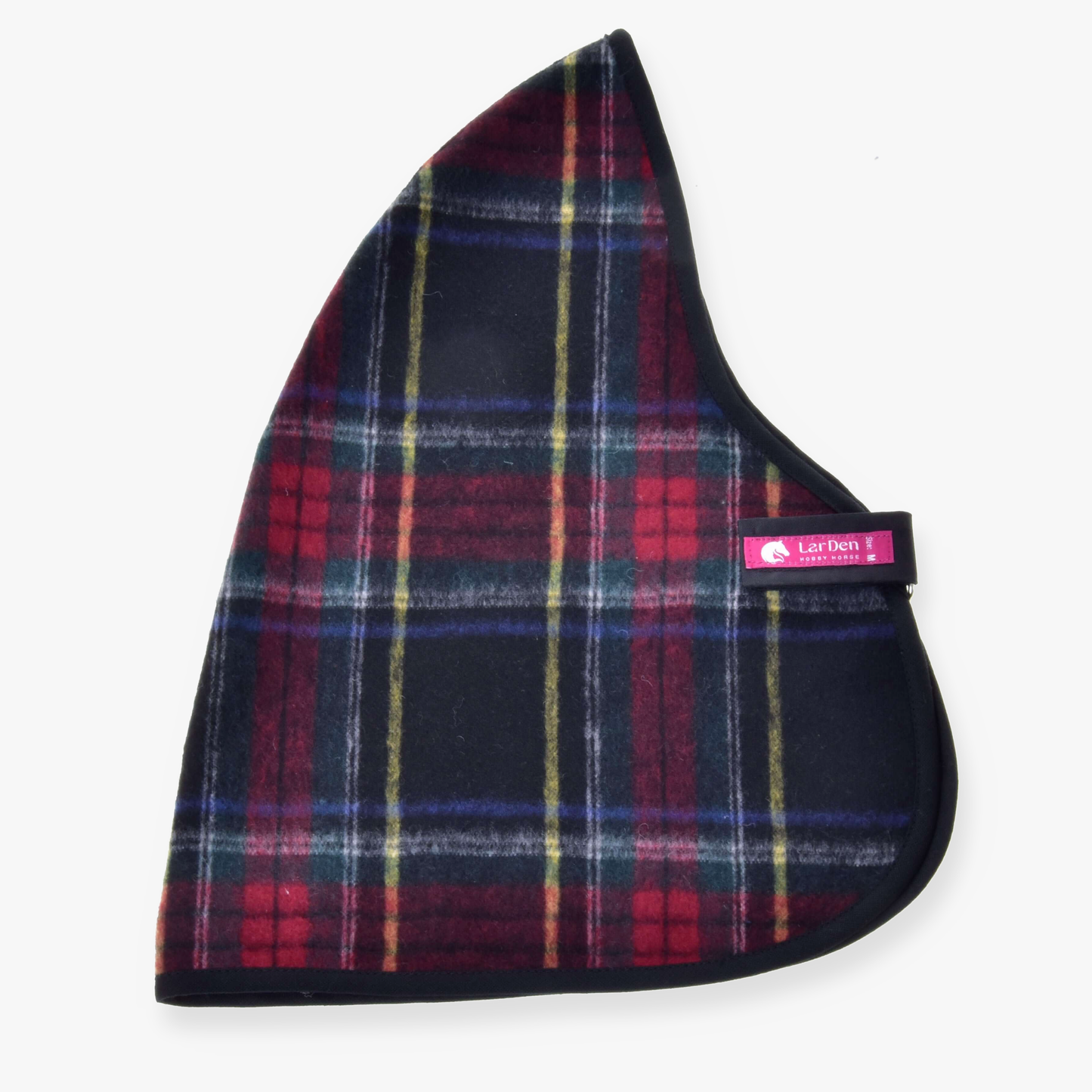 The Stable Blanket Edinburgh by Hobby Horse LarDen features a red, blue, yellow, and white plaid pattern—perfect for adding style and extra protection for your horse during training sessions.