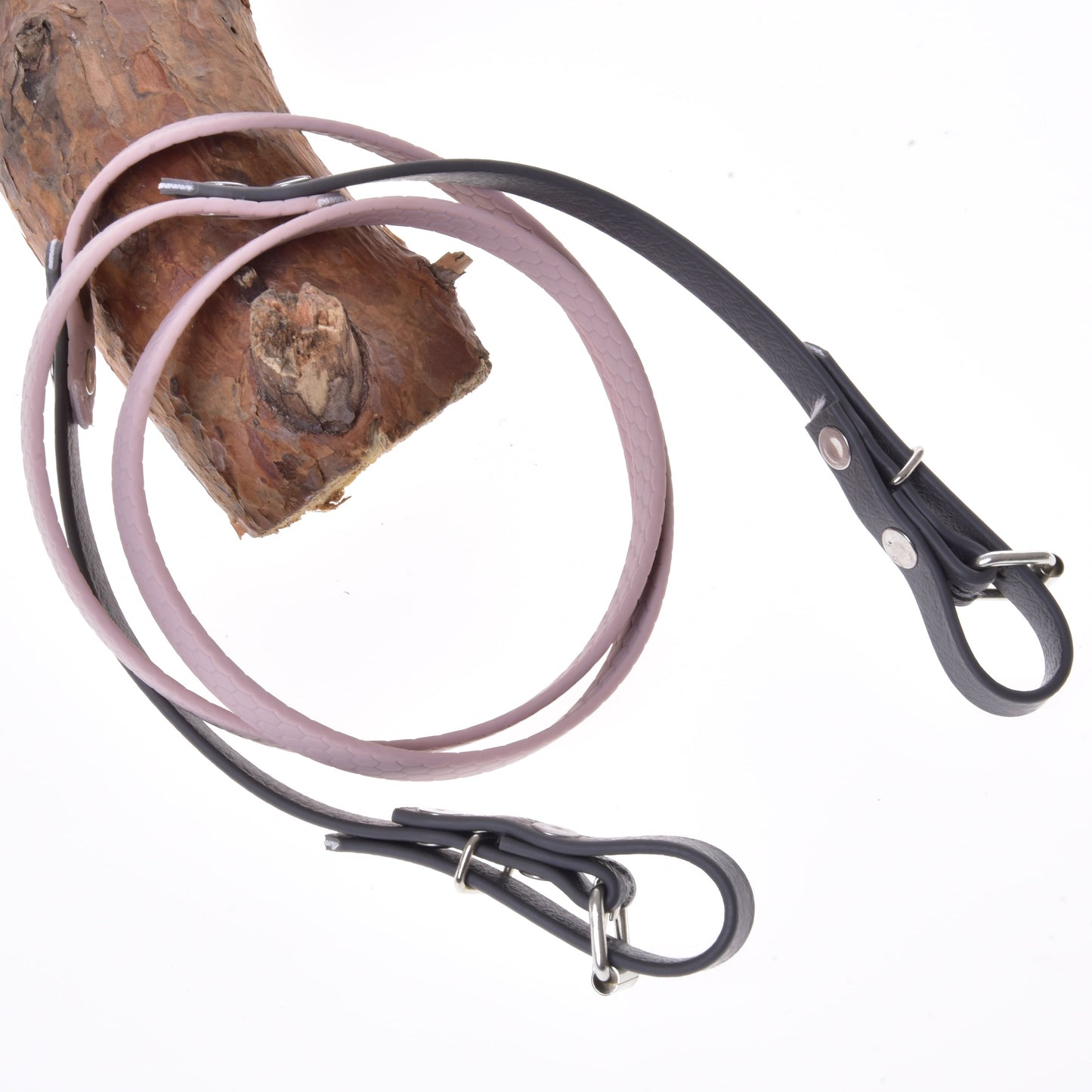 Reins rubberized Dark Grey/Pink