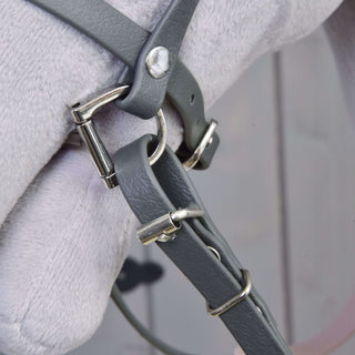 Complete leatherette bridle grey with pink headband