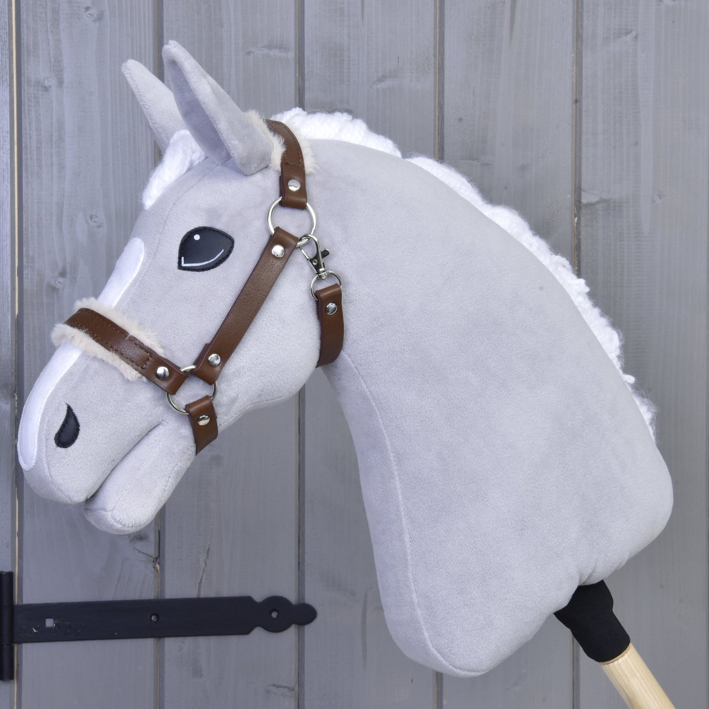 Halter with fur - leatherette Walnut