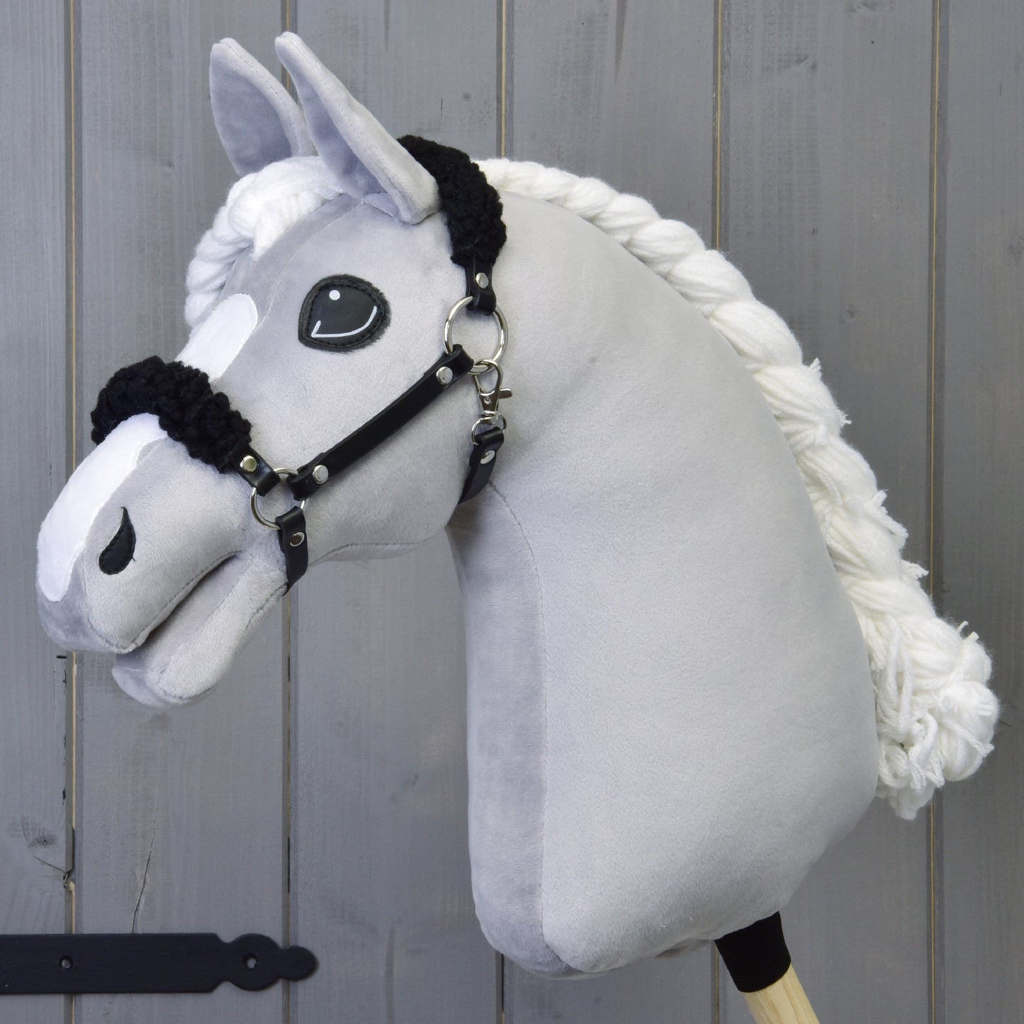 Black halter with black fur - leatherette 1