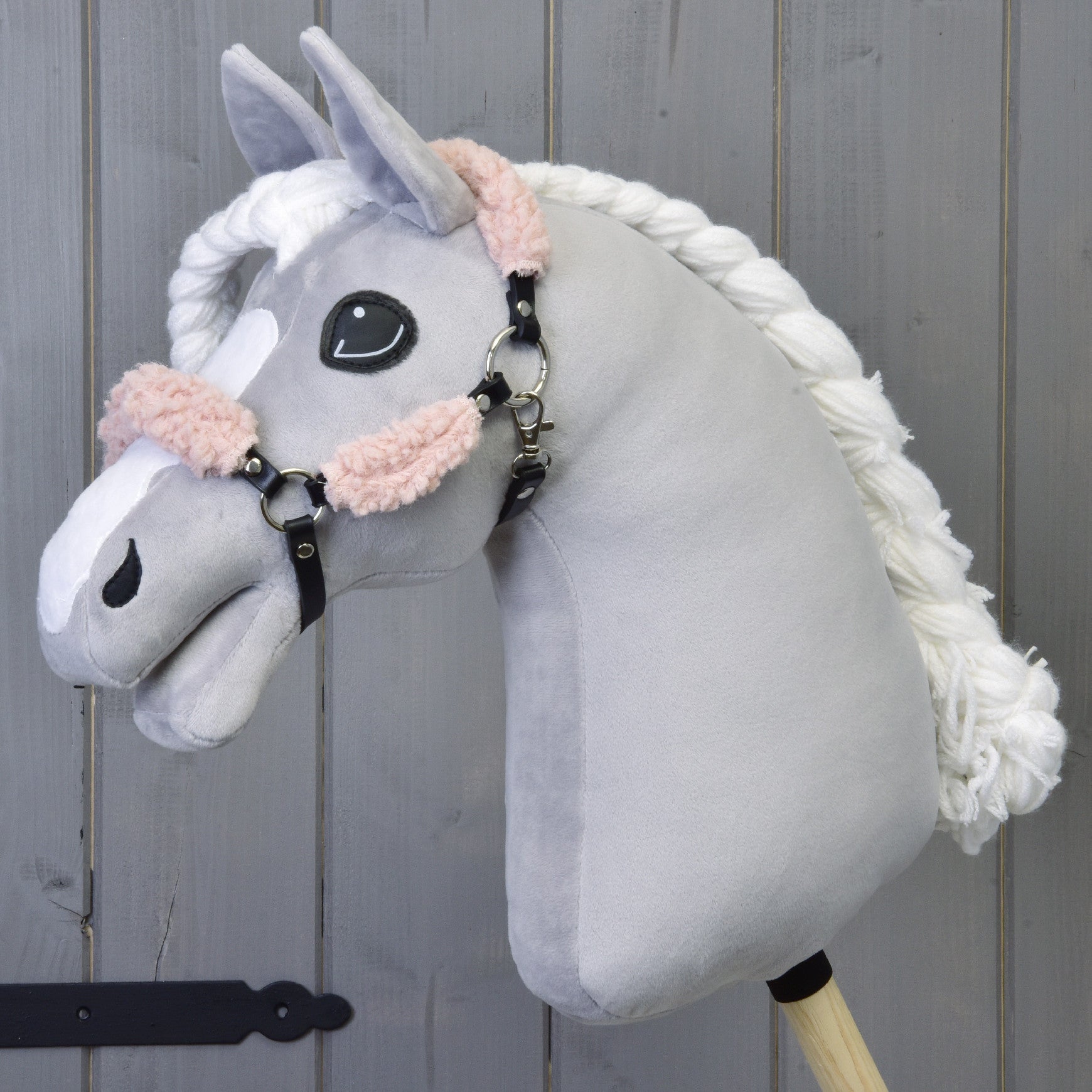 Black halter with Old Rose Fur Complete - leatherette