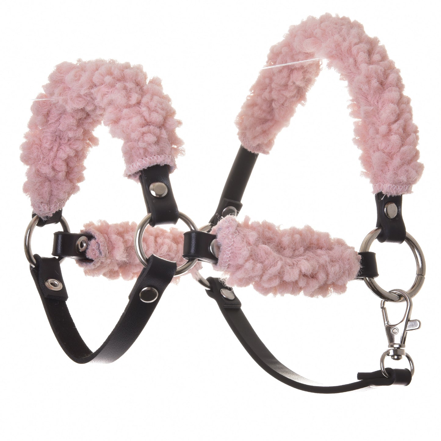 Black halter with Old Rose Fur Complete - leatherette