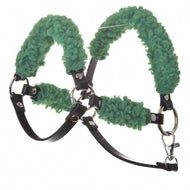 Black halter with complete green fur - leatherette