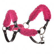 Black halter with complete pink fur - leatherette