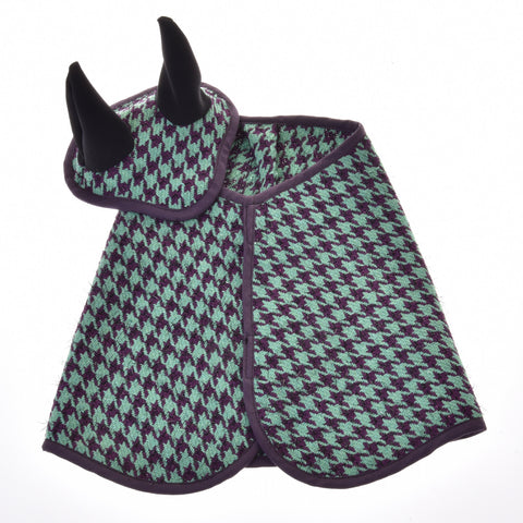 Set (blanket and ear bonnet) festive lila cariered